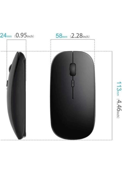 Siyah Wireless Kablosuz Sessiz Mouse Bluetooth Bağlantılı