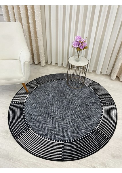 Gri-Siyah Jüt Sisal Görünüm Kaymaz Taban Yuvarlak Halı fiyatları
