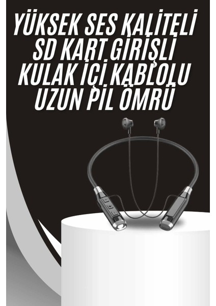 Boyun Bantlı Kulak Içi Kablolu Yüksek Ses Kaliteli Bluetooth Kulaklık