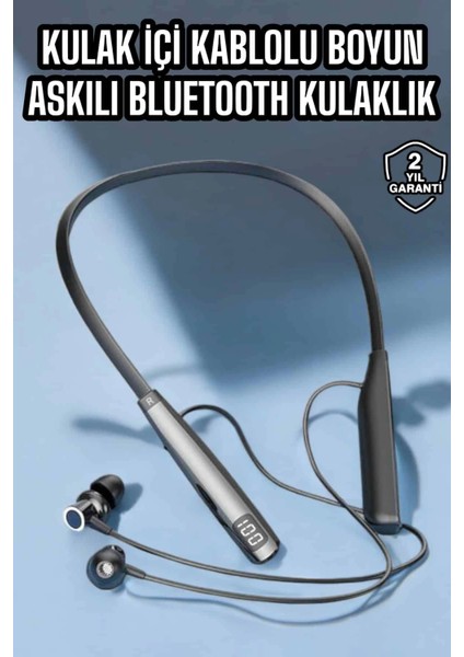 Boyun Askılı Bluetooth Kulaklık Uzun Şarj Süreli Dijital Göstergeli Kablolu