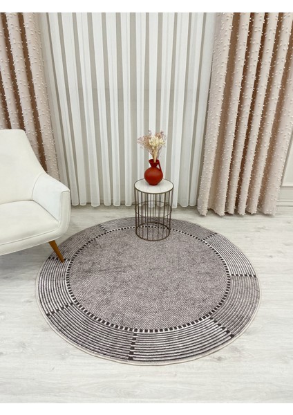 Vizonkahve Jüt Sisal Görünüm Kaymaz Taban Yuvarlak Halı fiyatları