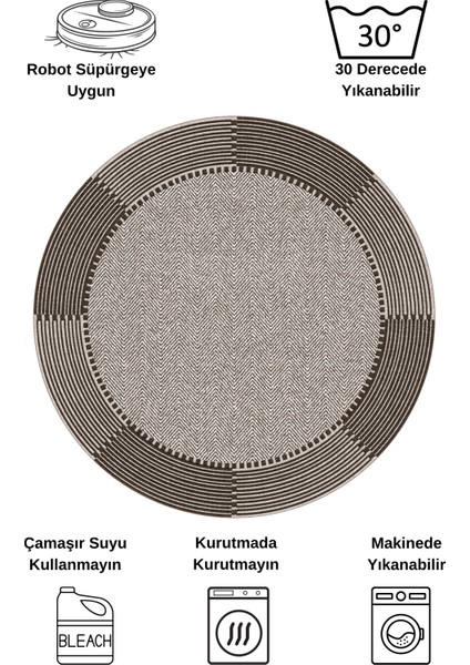 Vizonkahve Jüt Sisal Görünüm Kaymaz Taban Yuvarlak Halı indirimleri