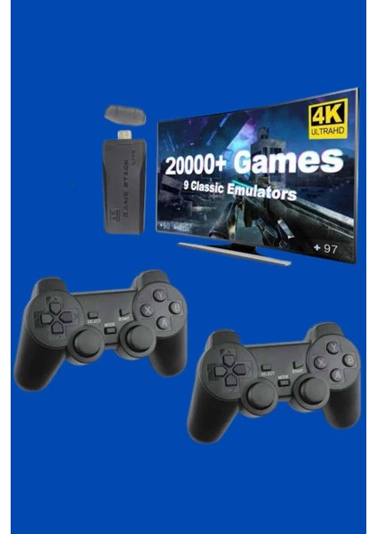 Retro Oyunlar 4K Game Stick 2.4g Kablosuz Çift Kol 3500 Oyun Atari
