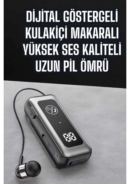 Kablolu Makaralı Bluetooth Kulaklık Uzun Pil Ömrü Dijital Göstergeli
