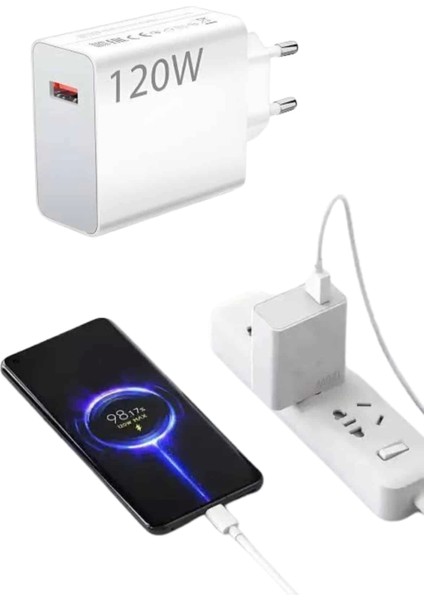 Type C Yüksek Hızlı Şarj Aleti Beyaz 120W Ultra Uzun Ömürlü