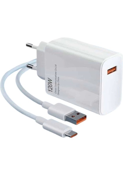 Type C Yüksek Hızlı Şarj Aleti Beyaz 120W Ultra Uzun Ömürlü