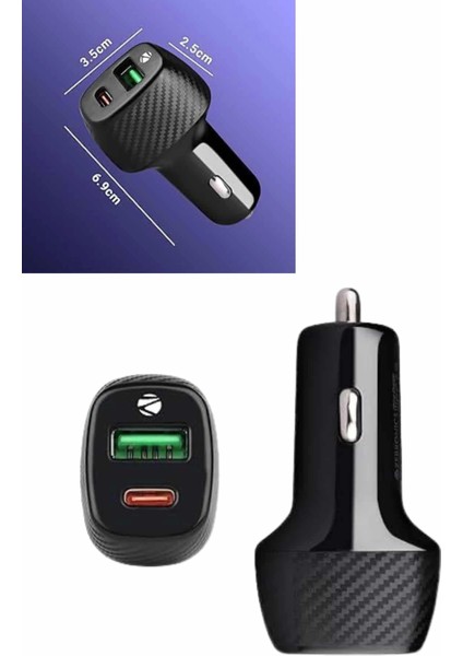 38W USB Type-C Girişli Oto Çakmaklık Araç Içi Hızlı Şarj Çakmaklık Şarj Aleti