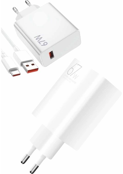 Beyaz Ultra Plus Hızlı Şarj Seti Şarj Adaptörü ve Kablosu 67W