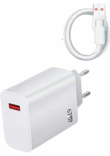 Beyaz Ultra Plus Hızlı Şarj Seti Şarj Adaptörü ve Kablosu 67W