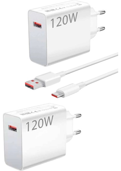 120 Watt Turbo Hızlı Şarj Aleti Seti Hızlı Şarj Adaptörü Beyaz