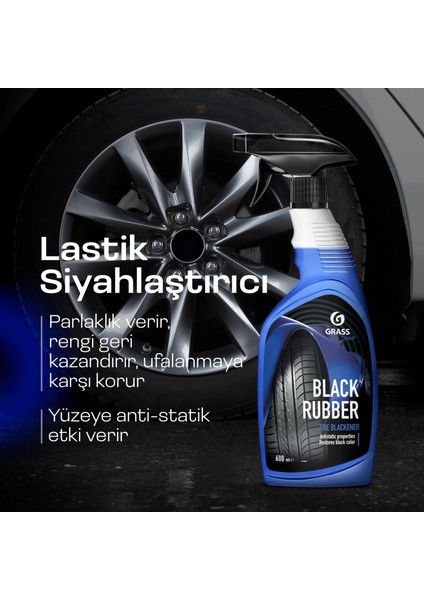 Black Rubber 600 ml - Ultra Siyah Lastik Parlatıcı | 4 Hafta Kalıcı | Suya Dayanıklı & Jantsız Formül | Mat/Parlak Seçenek