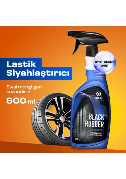 Black Rubber 600 ml - Ultra Siyah Lastik Parlatıcı | 4 Hafta Kalıcı | Suya Dayanıklı & Jantsız Formül | Mat/Parlak Seçenek