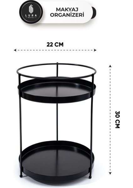 2 Katlı Siyah Metal Makyaj Organizeri - 22X30 cm Makyaj Düzenleyici fırsatları