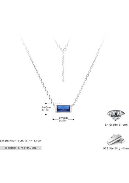 S925 Gümüş Aralık Ayı Burç Taşı Köprücük Kemiği Kolye Basit Moda Kare Renkli (Yurt Dışından)