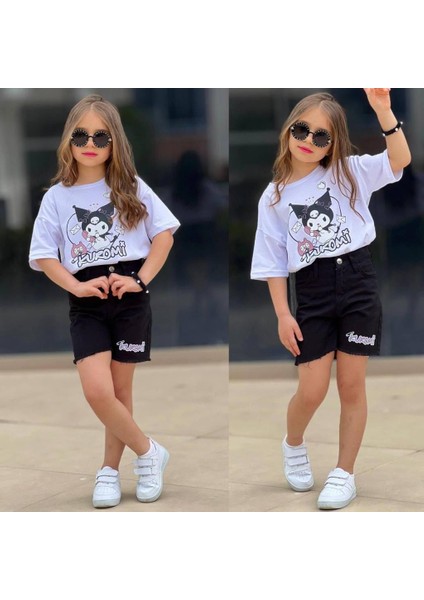 Kız Çocuk Tarz Şort Takım Bluz+Şort Takım 2601B