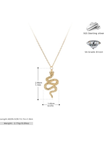 S925 Ayar Gümüş Basit Moda Yılan Kolye Maç Mizaç Niş Tasarım Kolye (Yurt Dışından)