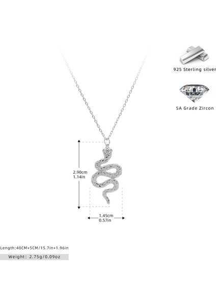 S925 Ayar Gümüş Basit Moda Yılan Kolye Maç Mizaç Niş Tasarım Kolye (Yurt Dışından)