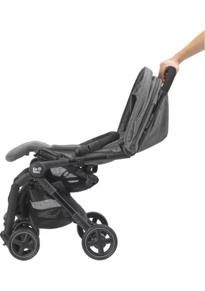 Lara2-Pebble S Tek Elle Katlanabilen Ultra Kompakt Seyahat Sistem Bebek Arabası Grey-Graphite