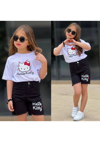 Kız Çocuk Gabardin Tarz Yazlık Kısa Kol Şort Takım Blyz+Şort Takım 2602B