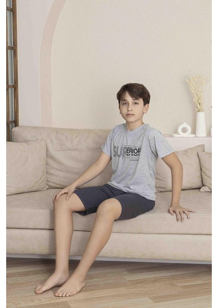 Erkek Çocuk Alt Üst Kısa Kollu Bermude Boy Şort Takım Pijama Takım 4008G modelleri