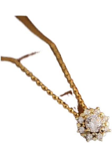 S925 Gümüş Parlak Kar Tanesi Zirkonya Kolye Kolye Kadın Hediye Zincir Aksesuarları (Yurt Dışından)