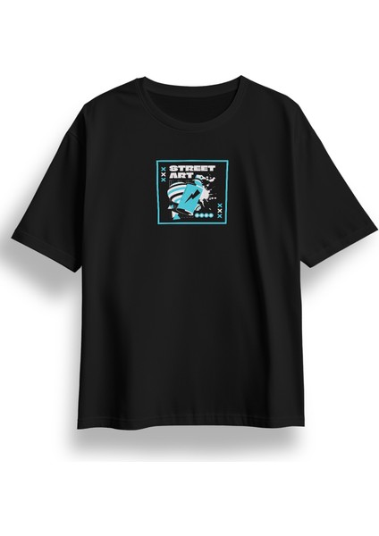 Oversize Street Art Baskılı Tshirt
