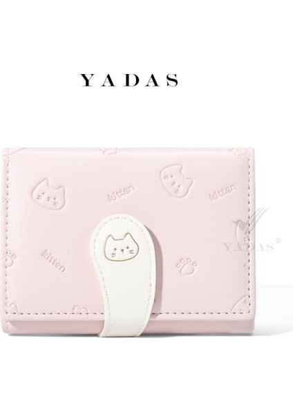 Yadas Sevimli Bayan Kart Tutucu Moda Toka Kayışı Pu Kısa Üç Katlı Para Cüzdanı Cüzdanı (Yurt Dışından)