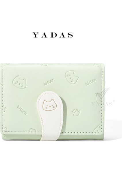 Yadas Sevimli Bayan Kart Tutucu Moda Toka Kayışı Pu Kısa Üç Katlı Para Cüzdanı Cüzdanı (Yurt Dışından)