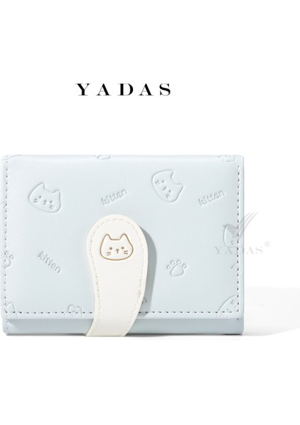 Yadas Sevimli Bayan Kart Tutucu Moda Toka Kayışı Pu Kısa Üç Katlı Para Cüzdanı Cüzdanı (Yurt Dışından)