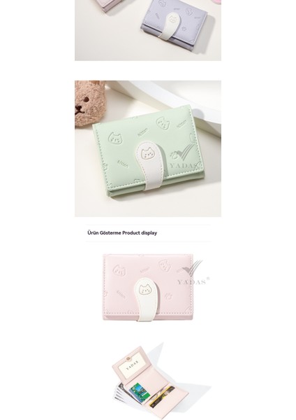 Yadas Sevimli Bayan Kart Tutucu Moda Toka Kayışı Pu Kısa Üç Katlı Para Cüzdanı Cüzdanı (Yurt Dışından) indirimleri