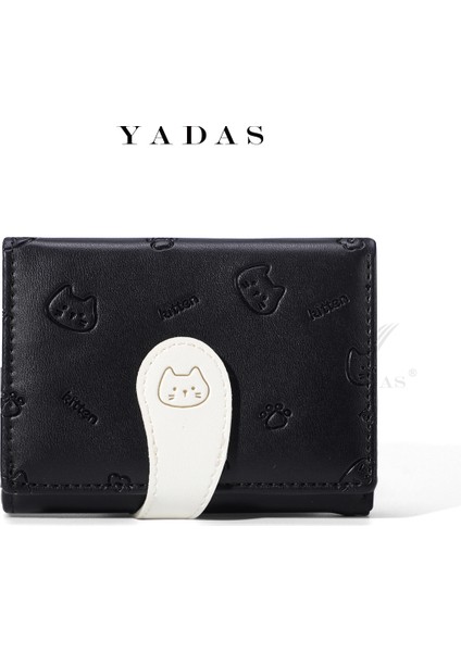 Yadas Sevimli Bayan Kart Tutucu Moda Toka Kayışı Pu Kısa Üç Katlı Para Cüzdanı Cüzdanı (Yurt Dışından)