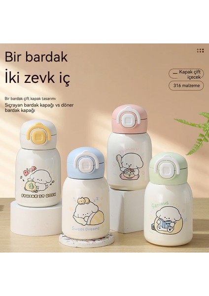 Çocuk Büyük Kapasiteli Çift Içecek Karikatür Öğrenci Pipetli (Yurt Dışından)