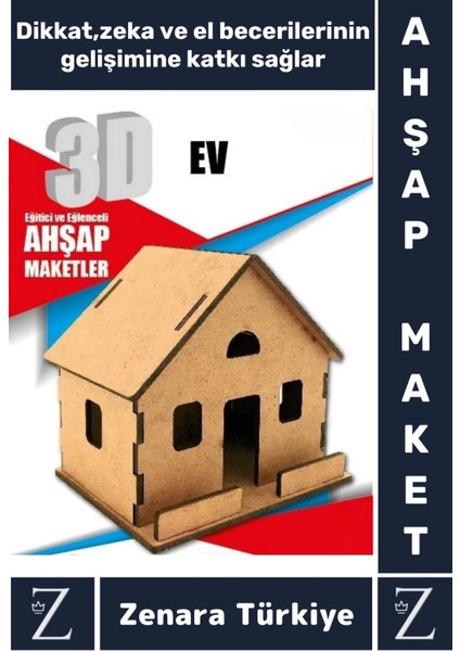 Premium Görsel Zeka El Becerisi Geliştirici Boyanabilir Puzzle Oyun Dekoratif Demonte Ahşap 3D Maket