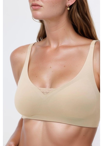 Ten Lazer Kesim Dikişsiz Sütyen Çıkarılabilir Pedli Hayalet Sütyen Dantel Detay Ayarlanabilir Askı fırsatları