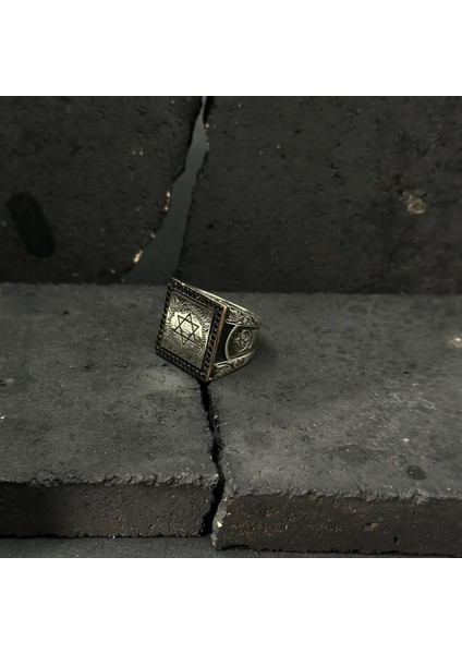 Ortaköy Hz. Süleyman Mühürlü 925 Ayar Gümüş Erkek Yüzük