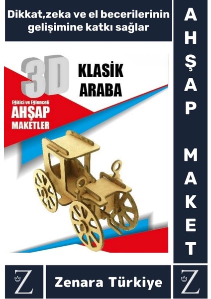 Premium Görsel Zeka El Becerisi Geliştirici Boyanabilir Puzzle Oyun Dekoratif Demonte Ahşap 3D Maket