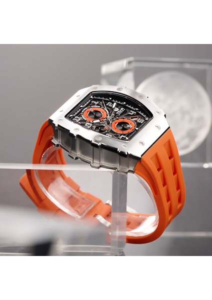 Elemental Series – Takvim Fonksiyonlu Çelik Saat TB8204Q Silver - Turuncu