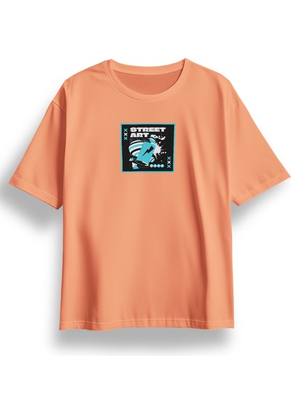 Oversize Street Art Baskılı Tshirt