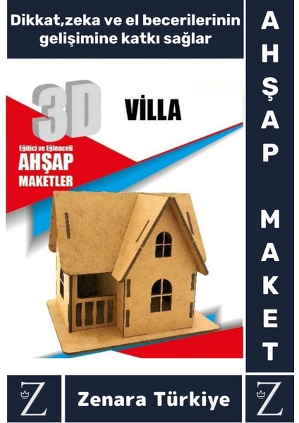 Premium Görsel Zeka El Becerisi Geliştirici Boyanabilir Puzzle Oyun Dekoratif Demonte Ahşap 3D Maket