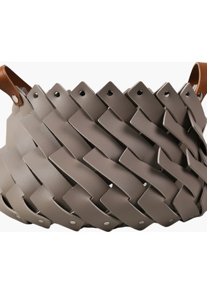 Deri Kulplu Storage Sütbeyaz L 40X27CM