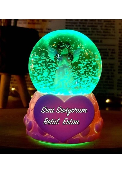 Kişiye Özel Mesajlı Işıklı Peri Kızı Melek Kar Küresi modelleri