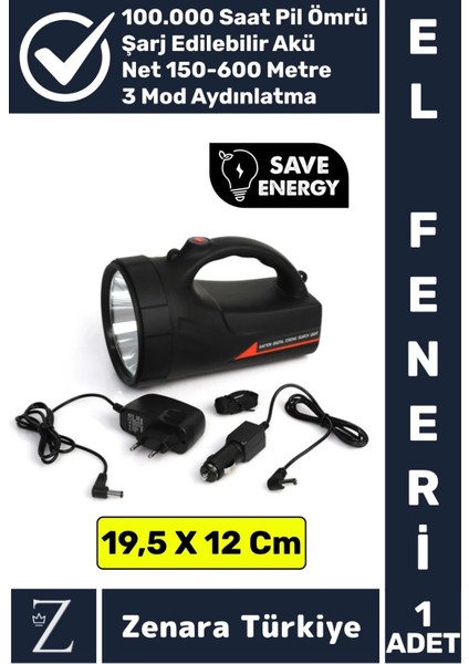 Kamp Avcı Güvenlik Deprem 3 Aydınlatma Mod Uzun Mesafeli Güçlü Beyaz Işık El Feneri