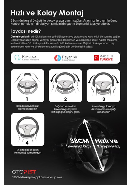 Eco Oto Geçmeli Direksiyon Kılıfı - Deri / Delikli Deri fiyatları