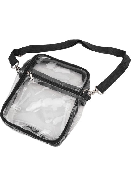 Şeffaf Askılı Çanta Pvc Şeffaf Fermuar Su Geçirmez Ayarlanabilir Çanta Messenger Omuzdan Askili Çanta Erkek Kız Siyah (Yurt Dışından)