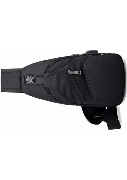 Erkek Fanny Paketi Şık Siyah Kalın Oxford Kumaş Polyester Harici USB Portu Bel Çantası Açık Seyahat Için Arkadaş (Yurt Dışından)