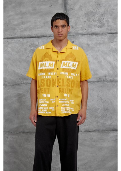 Turuncu Mlm Elson Baskılı Oversize Gömlek fiyatları