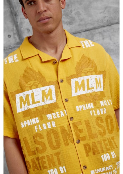 Turuncu Mlm Elson Baskılı Oversize Gömlek fırsatları