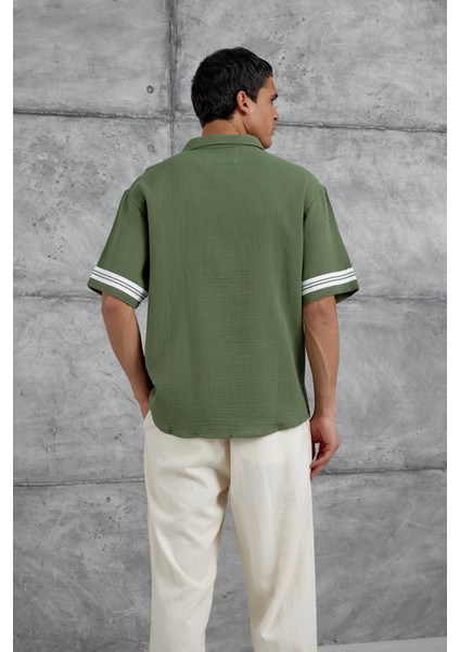 Yeşil Fearless Baskılı Oversize Gömlek modelleri