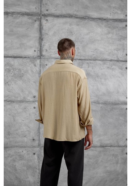 Bej Sülfür Çilek Model Oversize Gömlek modelleri