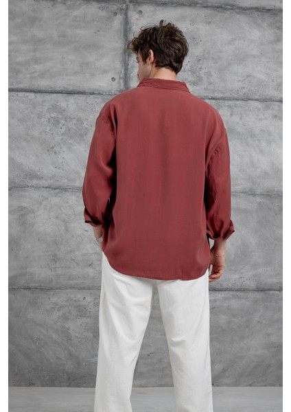 Kiremit Modal Kumaş Oversize Gömlek